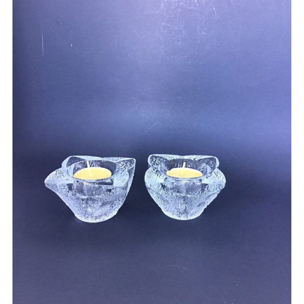 Vintage Clear Indiana Glass Tulip Shape Candle holders- set of 2